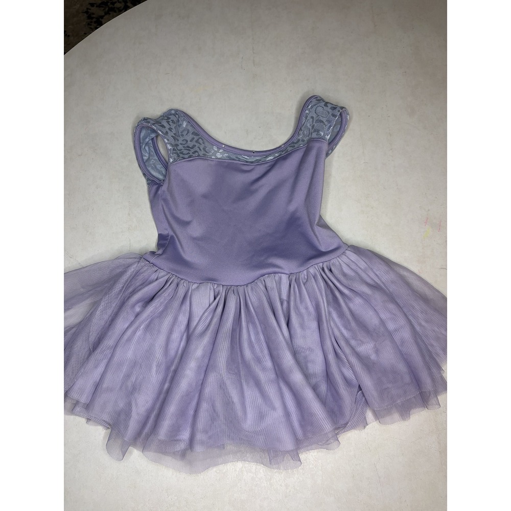 Mirella Girls Lavender Purple Ballet Tutu Leotard Leopard Mesh Size 2/3 4/6